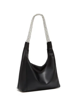 Luxury Vegan Leather Work Tote Bag with Chain Detail - Professional Large-Capacity Shoulder Bag