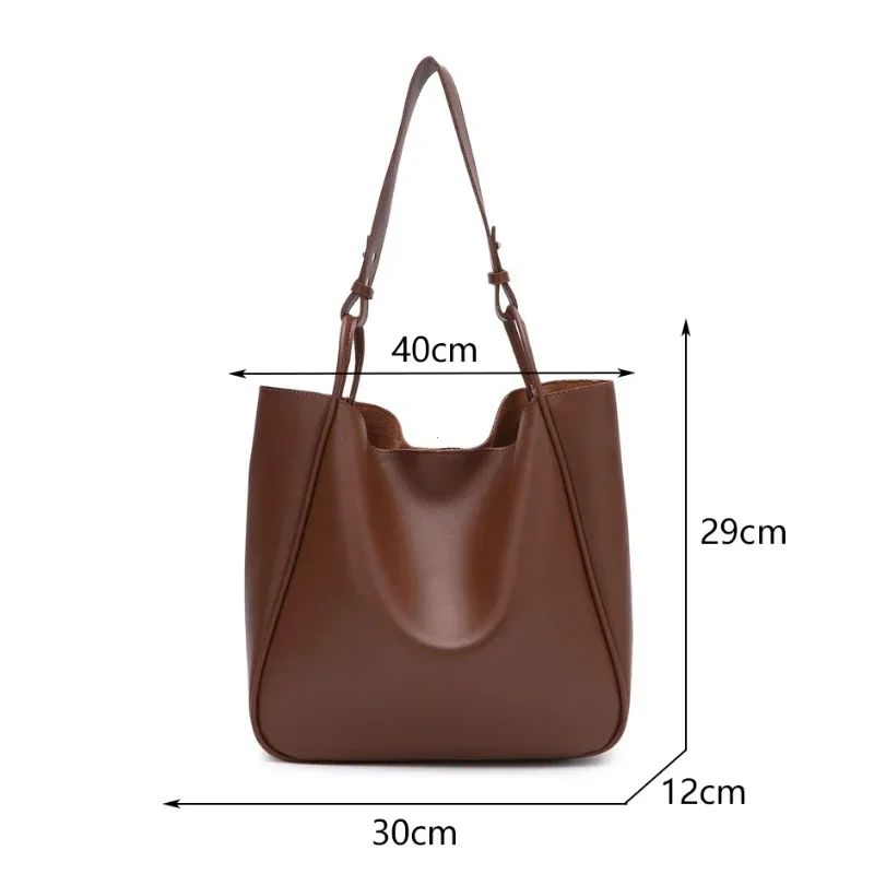 Premium Vegan Leather Tote Bag with Large Capacity for Women - Professional Everyday Handbag Black, White, Brown Gallery Image 6 by