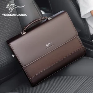 Professional PU Leather Briefcase for Men - Business Document Shoulder Bag with iPad Compartment