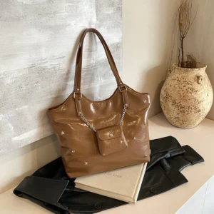 Vegan Leather Tote Bag with Large Capacity for Professional Women - Stylish Work and Shopping Carry-All