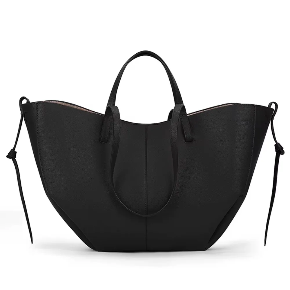 Black Leather Work Tote
