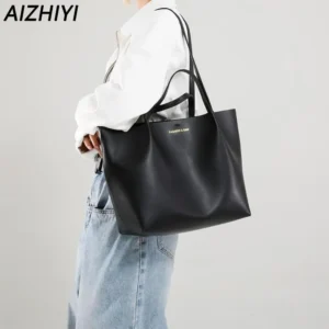 Faux Leather Tote Work Bag with Pouch - Professional Large Capacity Shoulder Handbag for Women