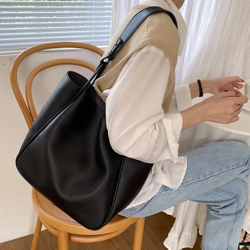Premium Vegan Leather Tote Bag with Large Capacity for Women - Professional Everyday Handbag Black, White, Brown Gallery Image 4 by