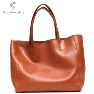 Full Grain Leather Work Tote with Laptop Compartment for Women - Professional Minimalist Carryall