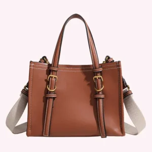 Vintage PU Leather Work Tote with Top Handle & Crossbody Strap - Professional Women's Shoulder Bag