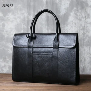 Full Grain Leather Briefcase for Men - Professional Business Laptop Bag with Vintage Appeal
