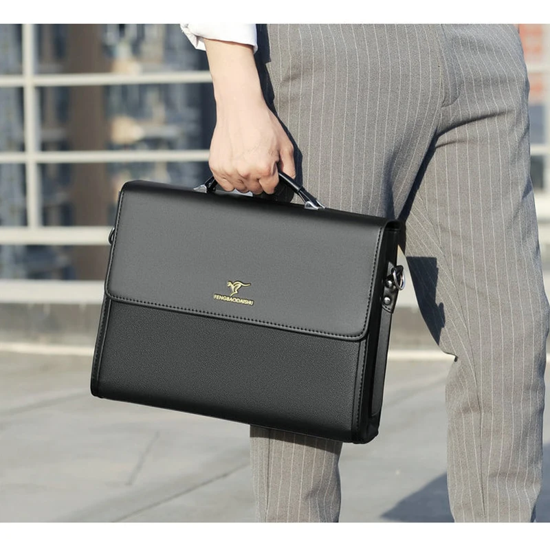 Professional man with sleek leather briefcase complementing business formal attire