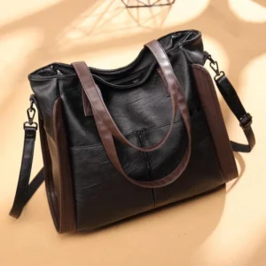 Vintage PU Leather Tote Bag with Large Capacity for Women - Professional Casual Shoulder Crossbody Handbag