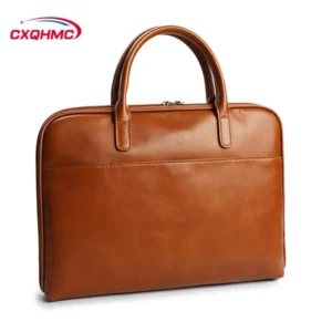 Full Grain Cowhide Leather Briefcase with 14-inch Laptop Compartment for Women - Professional Business Work Bag