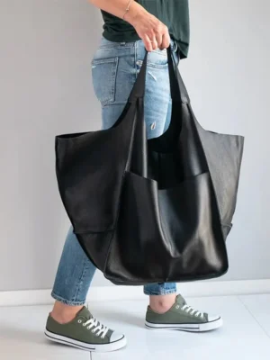 Premium PU Leather Work Tote with Spacious Compartments for Women - Professional Bucket Bag