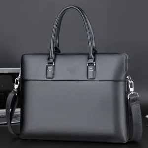 Premium Leather Executive Briefcase with 14" Laptop Compartment - Professional Office Bag