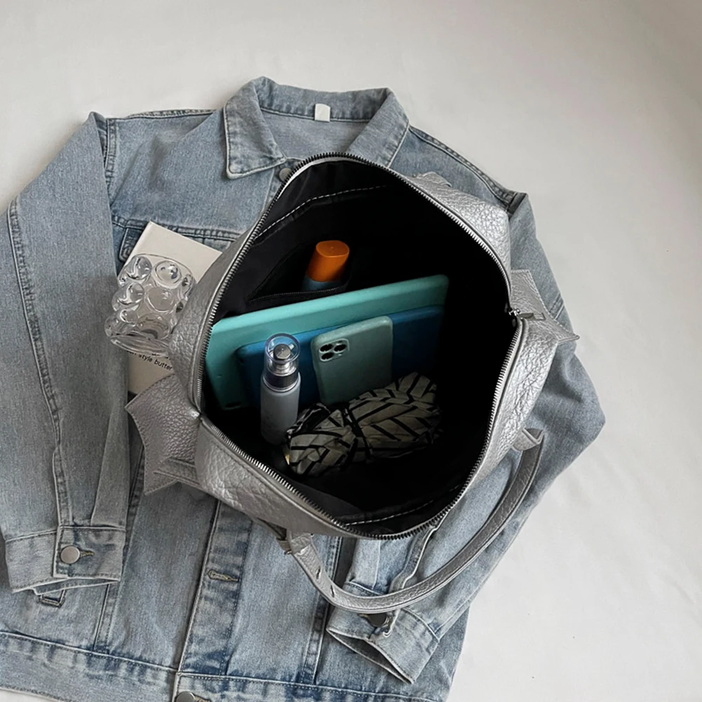 Versatile tan leather tote styled for casual professional outfits