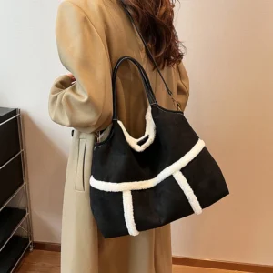 Premium Faux Suede Work Tote Soft Bucket Handbag for Women - Professional Fashion Shoulder Bag