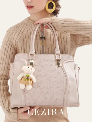 4-Piece Vegan Leather Work Bag Set with Tote, Crossbody, Shoulder Bag and Wristlet - Professional Women's Collection