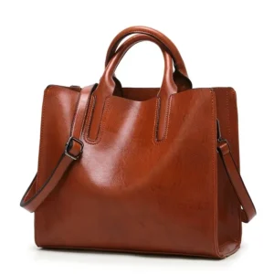 Vintage PU Leather Tote Bag with Large Capacity for Women - Professional Retro Shoulder Crossbody Handbag