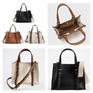 PU Leather Work Tote Bag with Shoulder Strap for Women - Professional Office Handbag