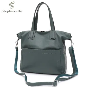 Genuine Leather Work Tote Bag with Compartments for Women - Professional Commuter Shoulder Handbag