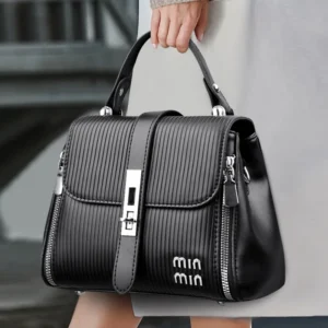 Vegan Leather Mini Tote Bag with Convertible Crossbody Strap - Professional Work Essentials