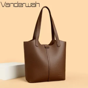 Vegan Leather Shoulder Tote Bag for Women - Professional Casual Handbag with Interior Organization