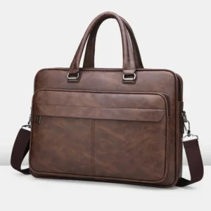 Premium Vegan Leather Business Messenger Bag for Men - Waterproof Professional Document Carrier