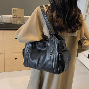 Vegan Leather Tote Bag with Adjustable Shoulder Strap - Professional Women's Work Purse