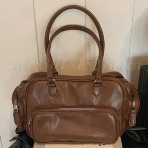 PU Leather Large Capacity Work Tote Bag with Multi-Pockets for Women - Professional Commuter Shoulder Bag