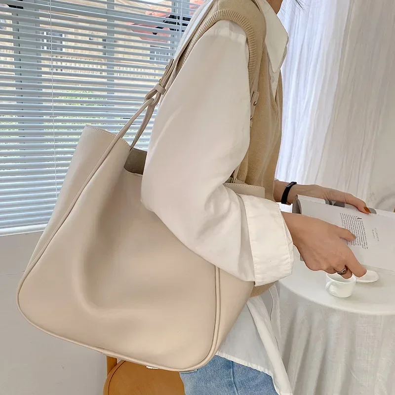 Premium Vegan Leather Tote Bag with Large Capacity for Women - Professional Everyday Handbag Black, White, Brown Main Image by