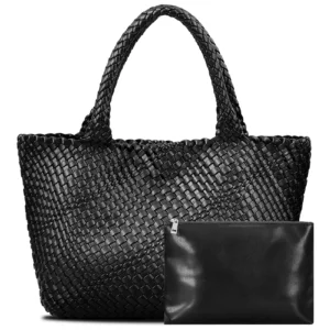 Woven Vegan Leather Tote Bag with Handle for Women - Professional Work & Travel Companion