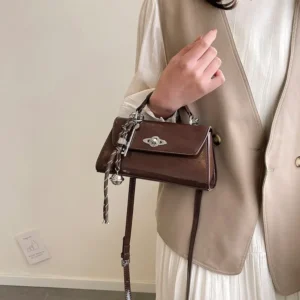 Vegan Leather Tote Bag with Lock Stitching - Lightweight Professional Shoulder Bag for Women